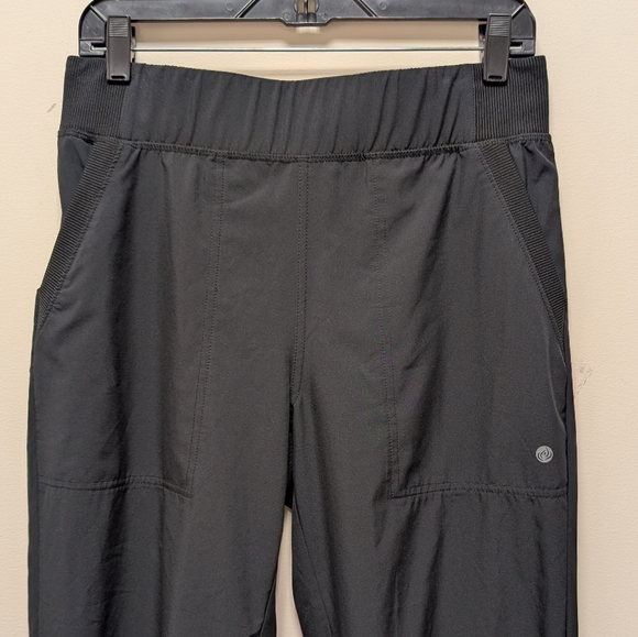 Apana Lightweight Ruched Corded Drawstring Hem Cropped Pants Black Women's M - Picture 3 of 13